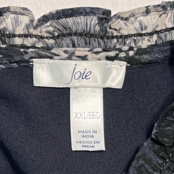 Joie Baltic Print Ruffle Smocked High Neck Sleeveless Mini Swing Dress Sz XXL - Picture 5 of 10